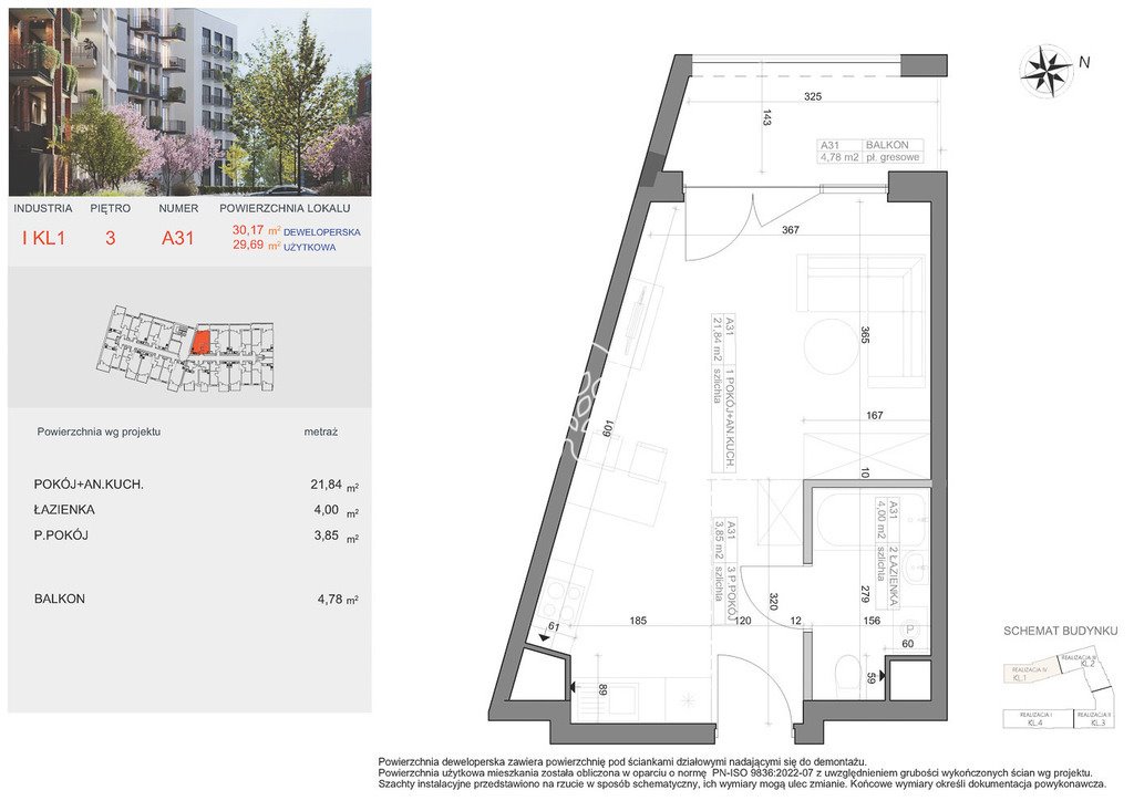 Przestronne 29,69 m² w Bocianowie – idealne dla singla Bydgoszcz, Bocianowo, Pomorska  30m2 Foto 1