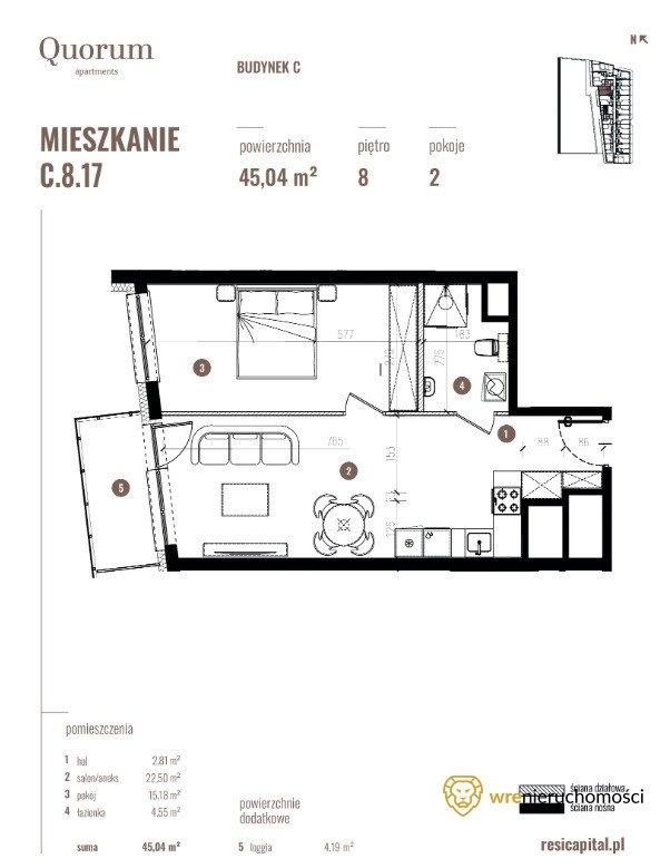 Mieszkanie dwupokojowe na sprzedaż Wrocław, Stare Miasto  45m2 Foto 3