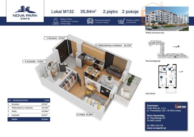 Mieszkanie dwupokojowe na sprzedaż Łomża, Akademicka  36m2 Foto 1