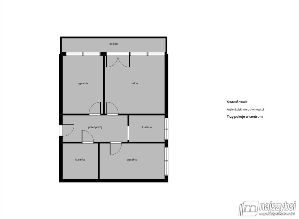 Mieszkanie trzypokojowe na sprzedaż Świnoujście, Centrum  47m2 Foto 13