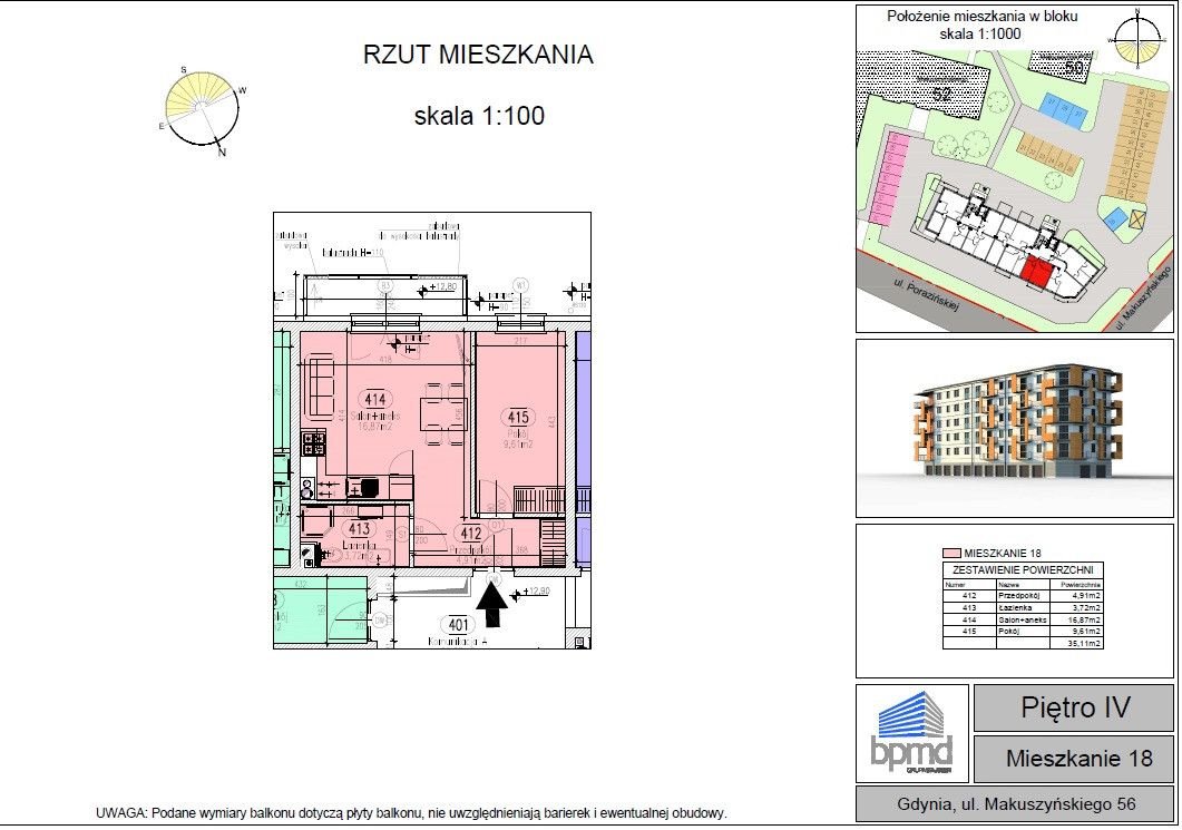 Mieszkanie dwupokojowe na sprzedaż Gdynia, Karwiny, Kornela Makuszyńskiego  35m2 Foto 5