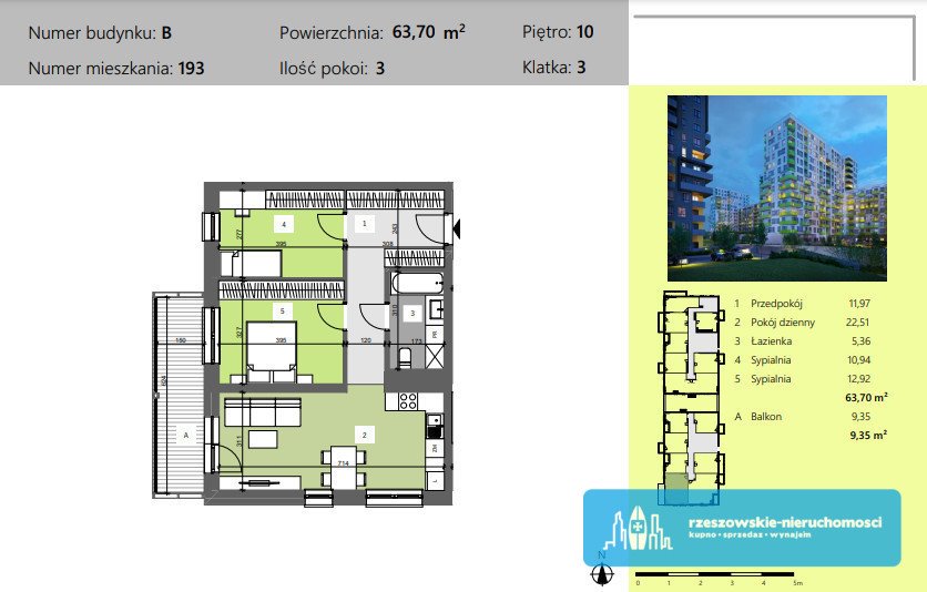 Mieszkanie trzypokojowe na sprzedaż Rzeszów, Dworzysko, Technologiczna  64m2 Foto 3