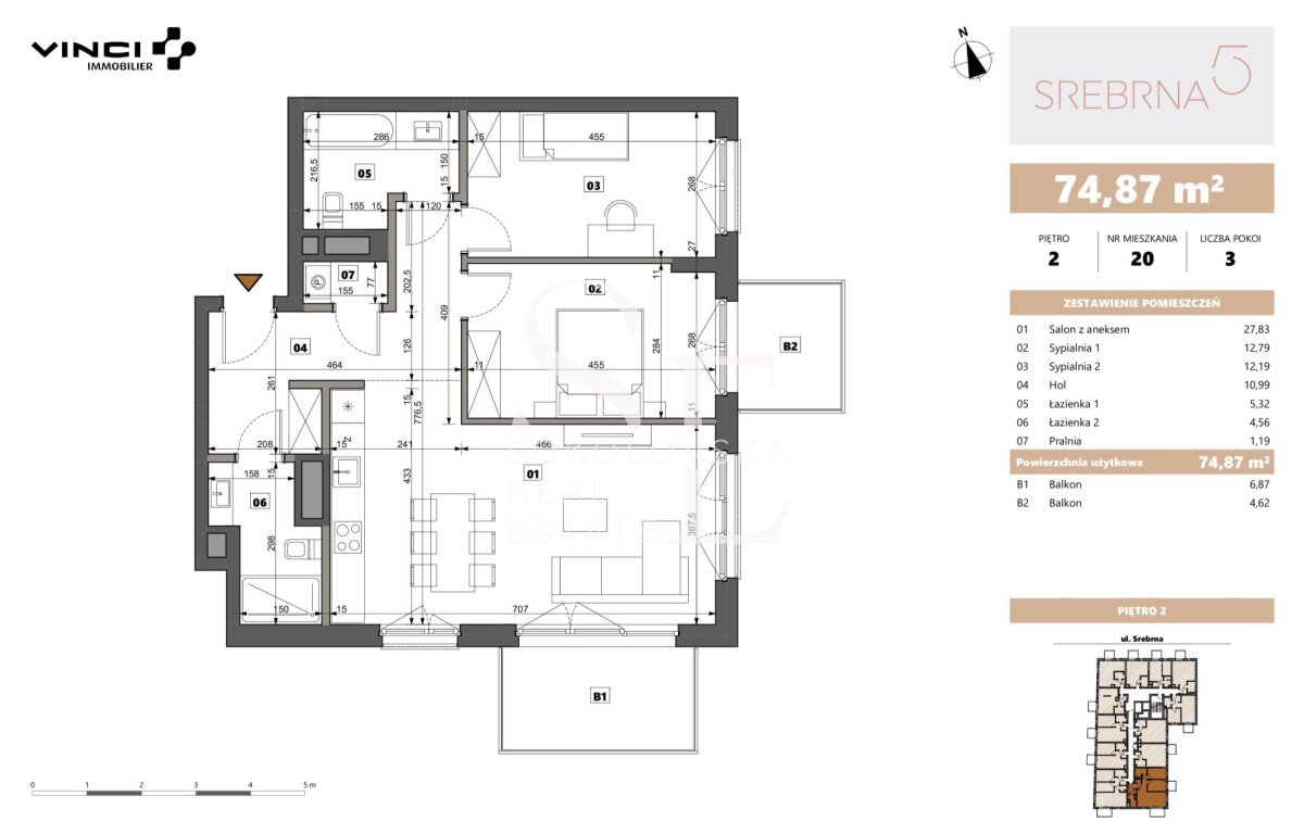 Zapraszam do 3-pokojowego apartamentu 75 m² z 2 balkonami i garażem Warszawa, Wola, Srebrna  75m2 Foto 1