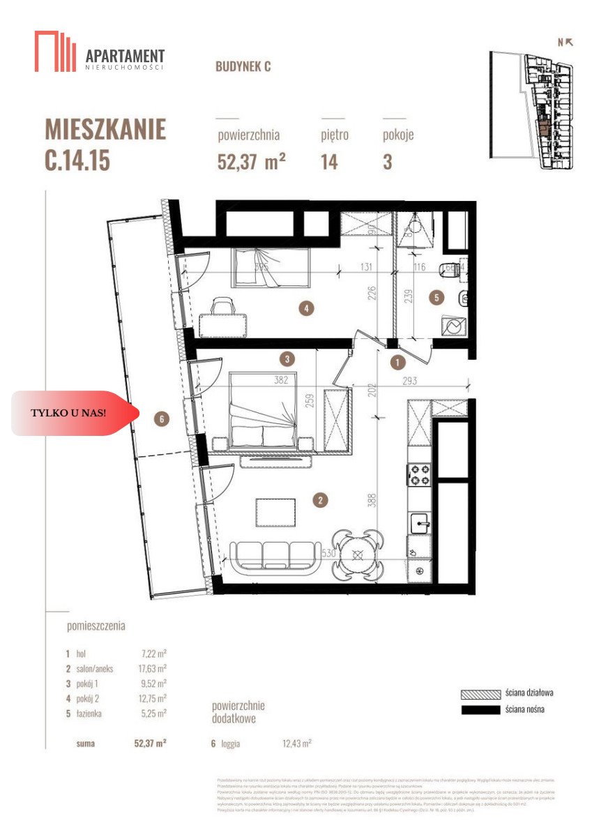 Mieszkanie trzypokojowe na sprzedaż Wrocław  52m2 Foto 11