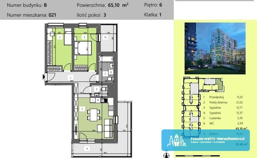 Mieszkanie trzypokojowe na sprzedaż Rzeszów, Technologiczna  65m2 Foto 6