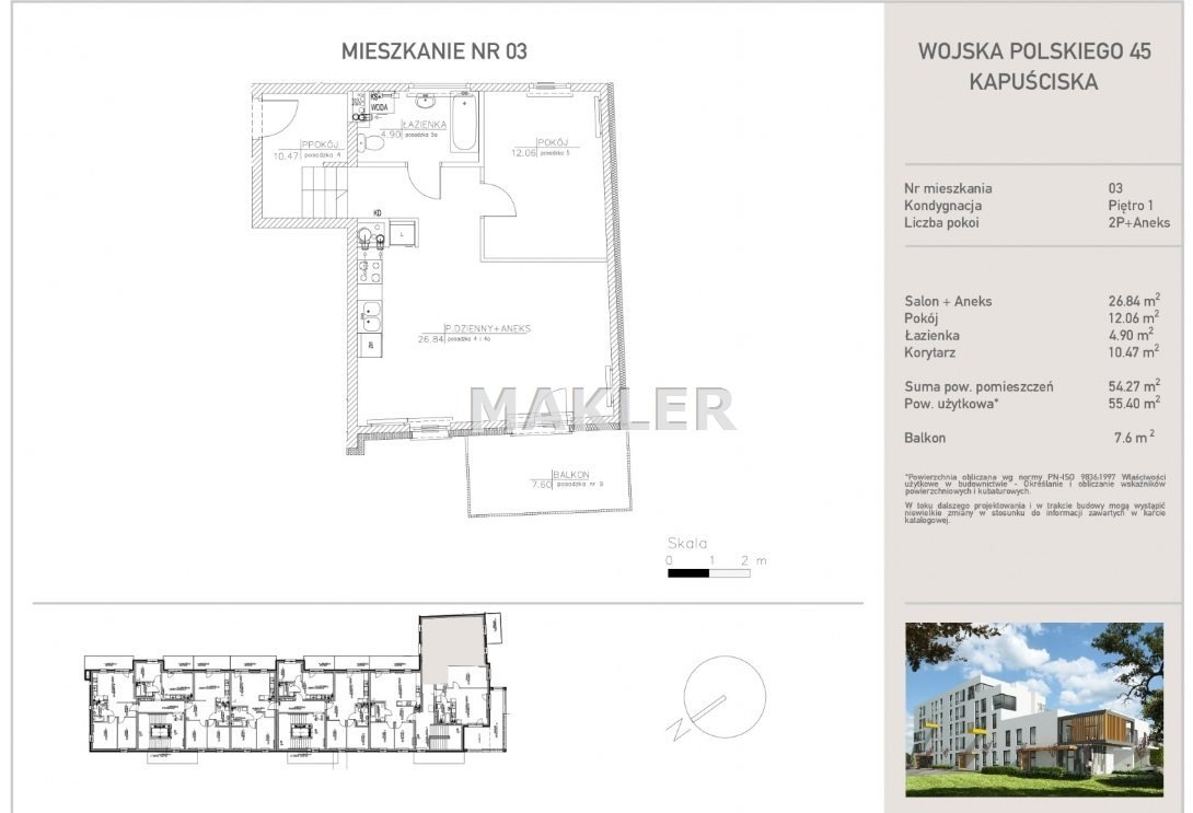 Mieszkanie dwupokojowe na sprzedaż Bydgoszcz, Kapuściska  53m2 Foto 3