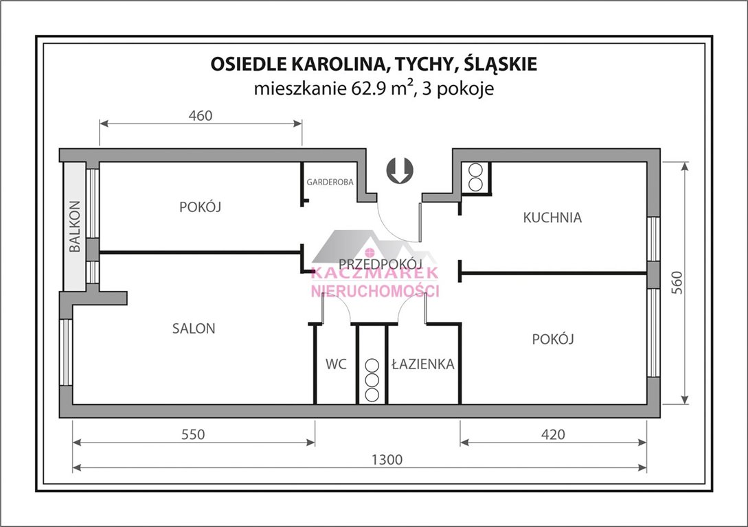 Mieszkanie trzypokojowe na sprzedaż Tychy, osiedle Karolina  63m2 Foto 9