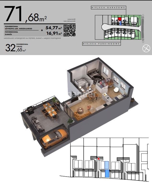 Mieszkanie trzypokojowe na sprzedaż Koninko  72m2 Foto 6