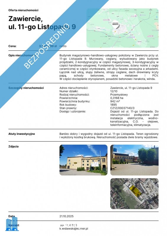 Lokal użytkowy na sprzedaż Zawiercie, 11-go Listopada  942m2 Foto 1