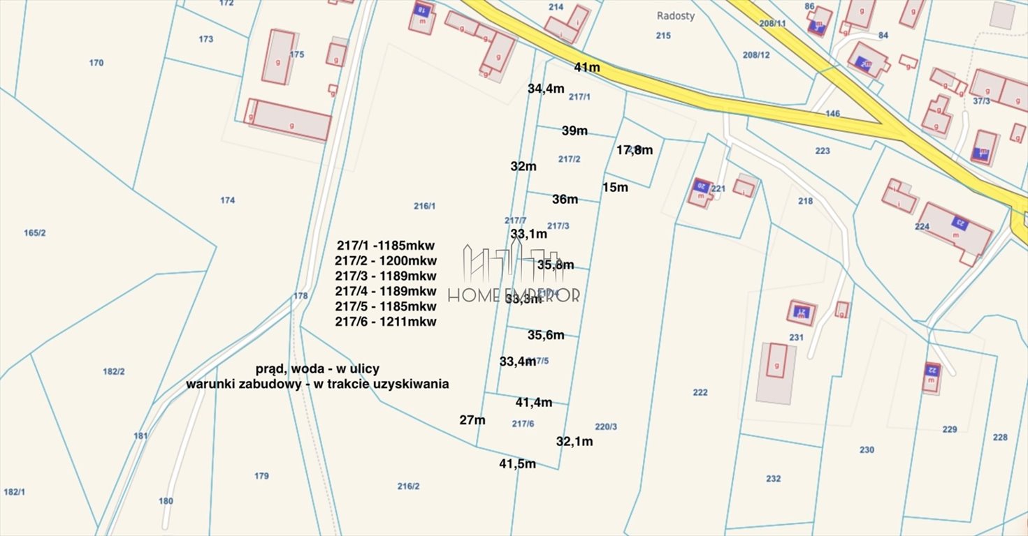 Polecam działki pod zabudowę w Radostach 1200 m² z mediami Radosty  1 211m2 Foto 1