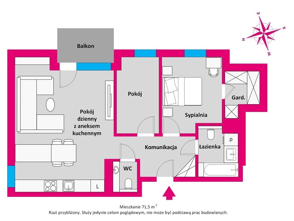 Mieszkanie trzypokojowe na sprzedaż Gdynia, Mały Kack, Wielkopolska  71m2 Foto 12
