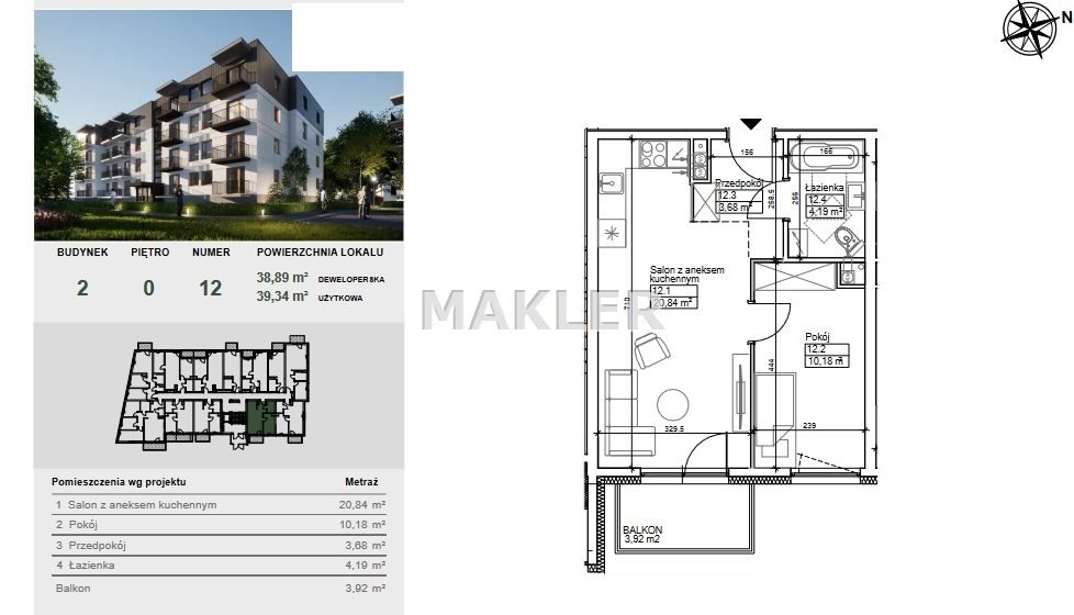 Mieszkanie dwupokojowe na sprzedaż Bydgoszcz, Szwederowo  39m2 Foto 5