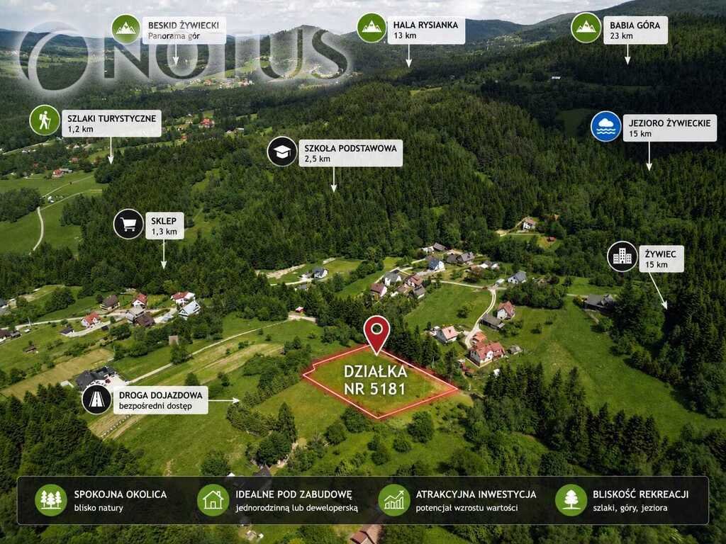 Działka 3922 m² pod domy i turystykę w Pewel Wielka. Jeleśnia  3 922m2 Foto 1