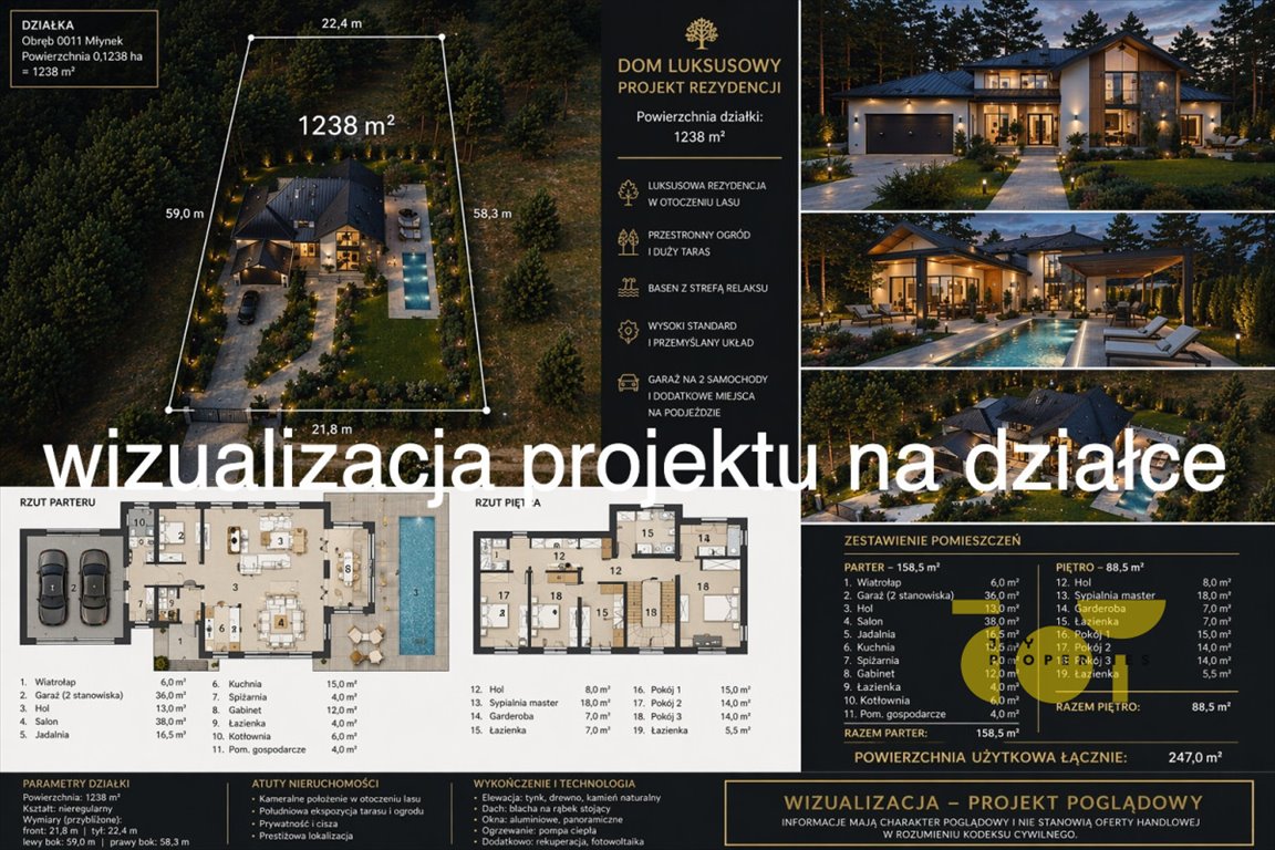 Działka 1238 m² z WZ, media, las, spokój, Brody Brody  1 238m2 Foto 1