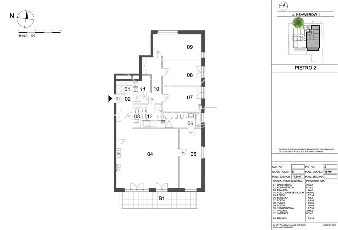 Ekskluzywny 158 m² apartament na Mokotowie z balkonem i garażem Warszawa, Mokotów, Ksawerów  157m2 Foto 1