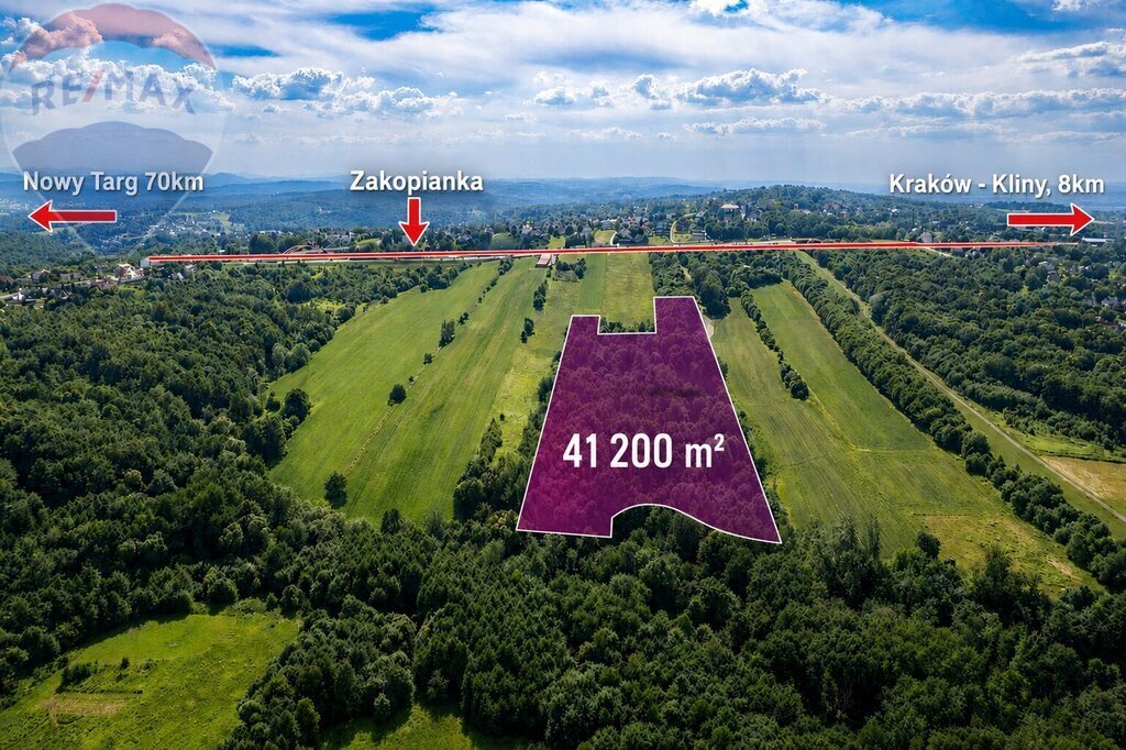 Duża działka 41 200 m² przy DK7 w Mogilanach. Mogilany, Zakopiańska  41 200m2 Foto 1