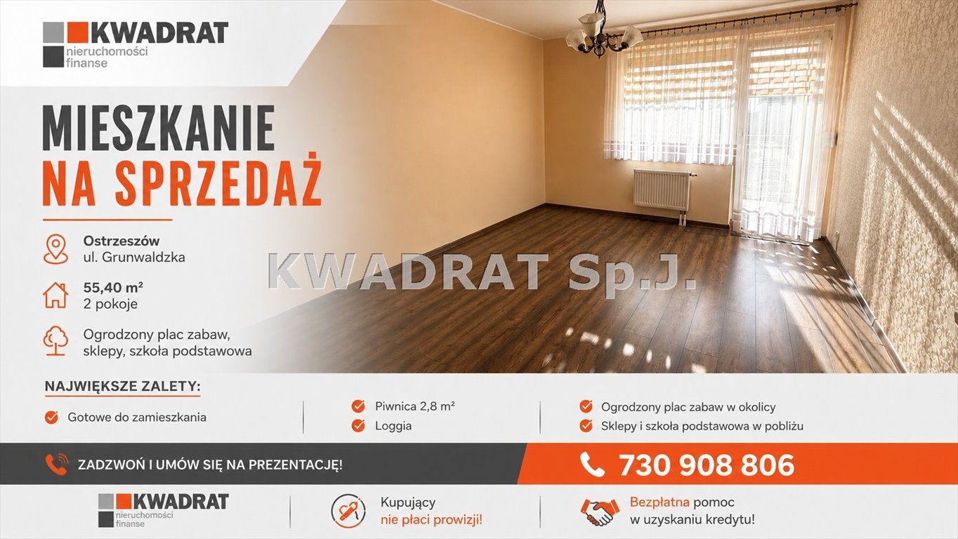 Zapraszam do obejrzenia przestronnego 2-pokojowego mieszkania z garażem i balkonem Ostrzeszów  55m2 Foto 1