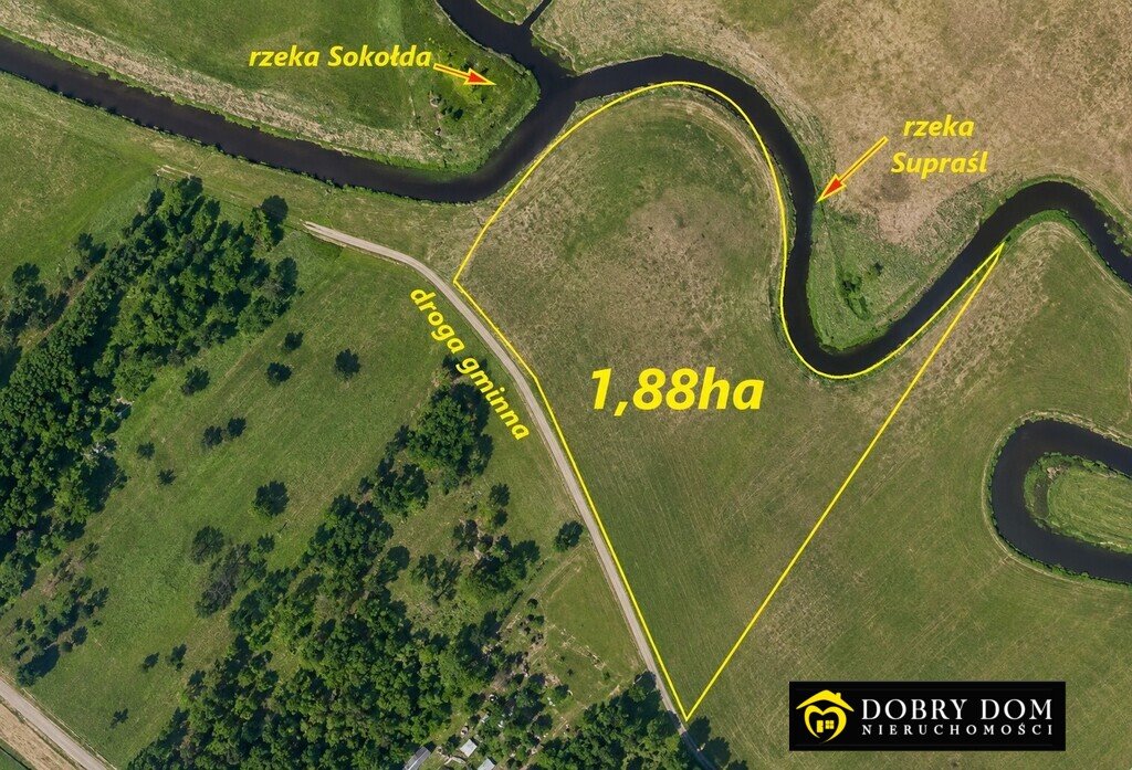 Malownicza działka 1,88 ha nad rzekami Supraśl i Sokołda Zasady  18 800m2 Foto 1