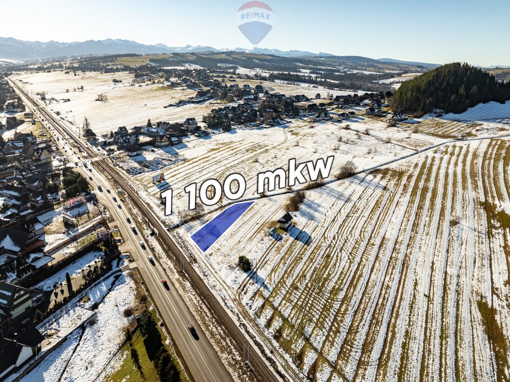 Działka budowlana 1100 m² z warunkami zabudowy i mediami Szaflary, Zakopiańska  1 100m2 Foto 1