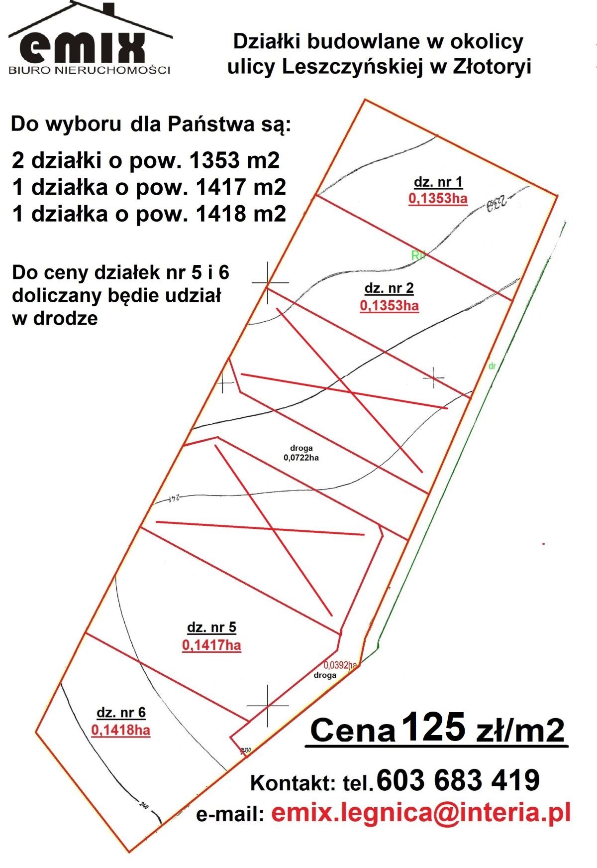 Na sprzedaż 4 działki pod zabudowę w Złotoryi Złotoryja, Bukowa  1 353m2 Foto 1