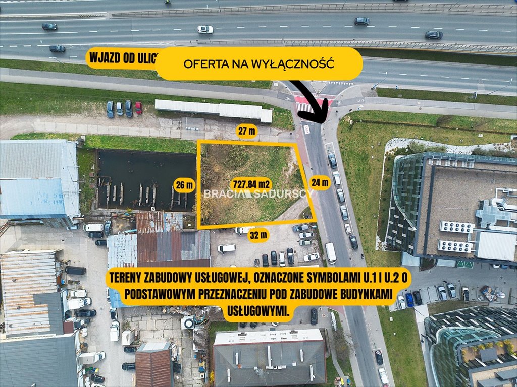 Do sprzedania atrakcyjna działka usługowa 729 m² w Krakowie Kraków, Podgórze, Pana Tadeusza  729m2 Foto 1
