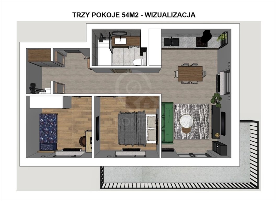 Mieszkanie trzypokojowe na sprzedaż Wrocław, Wrocław-Krzyki, Brochów  54m2 Foto 1