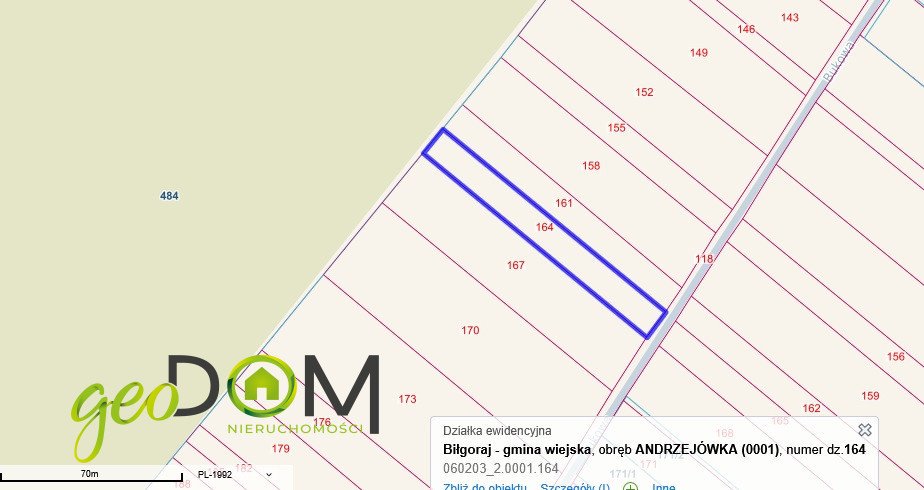 Działka rolna 1300 m² w Andrzejówce - las, asfaltowa droga Andrzejówka  1 300m2 Foto 1