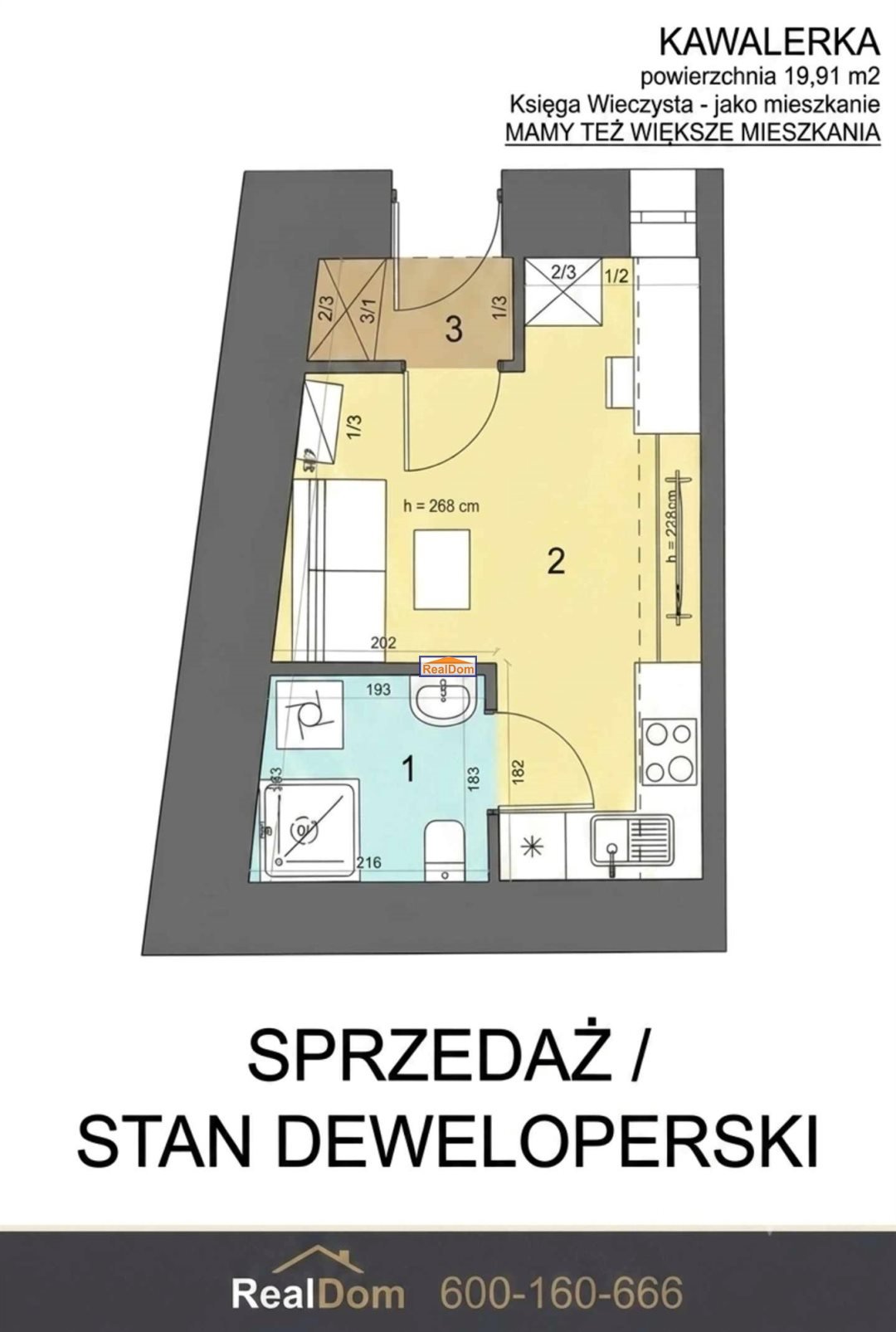 Zapraszam do obejrzenia 19,91 m² mieszkania na parterze w Krakowie Kraków, Krowodrza, św. Teresy  20m2 Foto 1