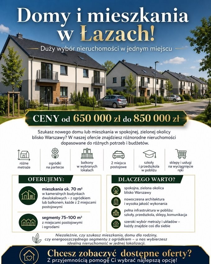 Nowoczesny segment 5 pokoi z ogrodem i miejscami postojowymi Łazy  86m2 Foto 1