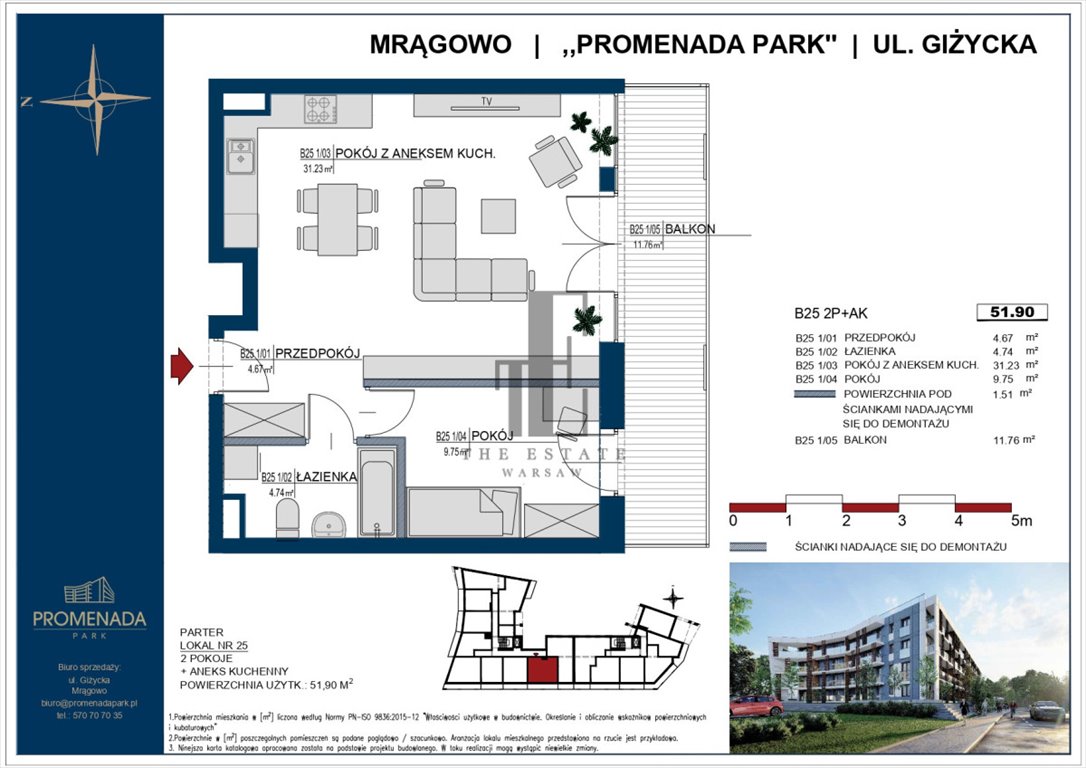 Mieszkanie dwupokojowe na sprzedaż Mrągowo, Giżycka  52m2 Foto 1