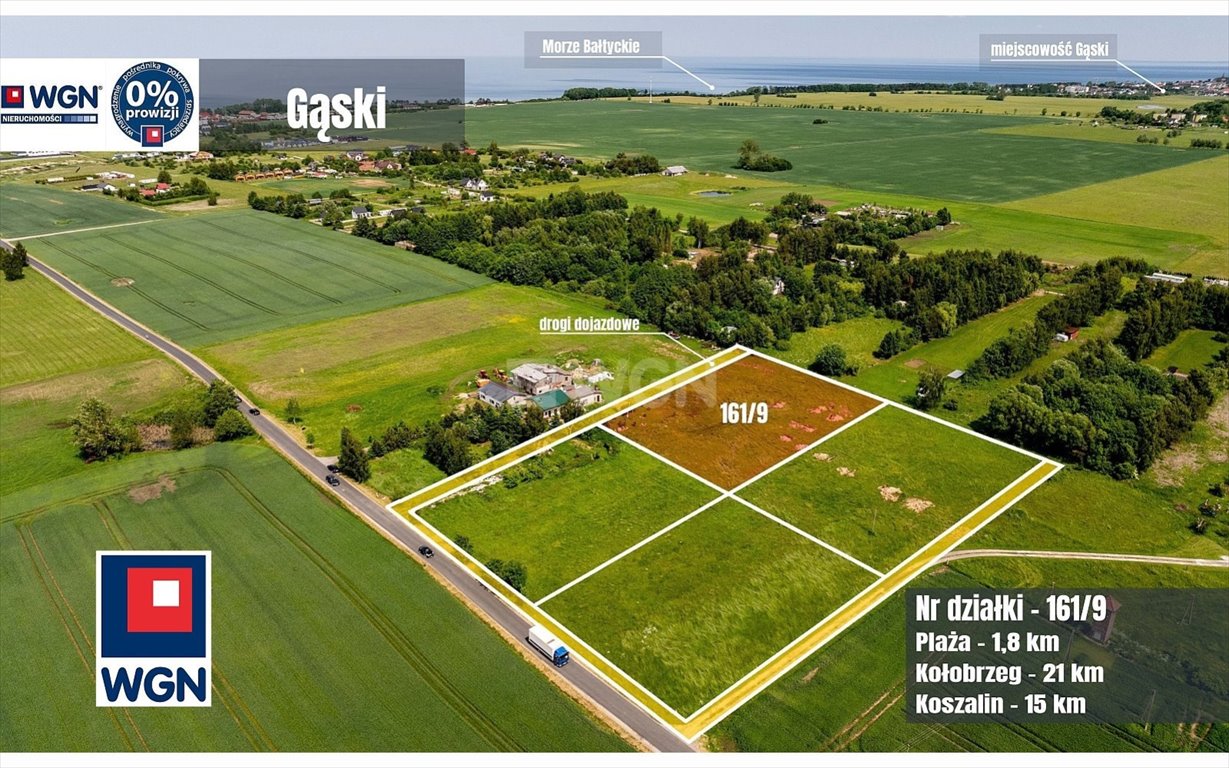 Działka nad morzem Gąski 3001 m2 z projektem domków Gąski, Piaskowa  3 001m2 Foto 1