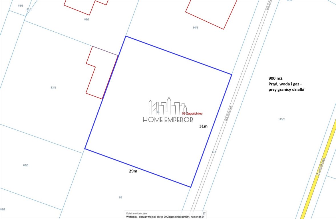 Działka 900 m² z mediami, blisko PKP i szkoły Zagościniec, Nadrzeczna  900m2 Foto 1
