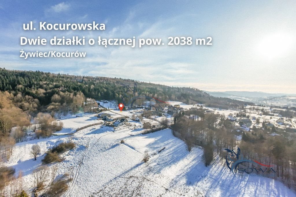 Działka pod dom z piękną panoramą i mediami w cenie Żywiec, Kocurów  2 038m2 Foto 1