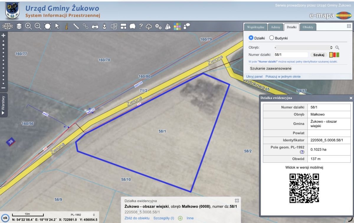 Działka budowlana 1024 m² w Małkowie - spokojna okolica. Małkowo, Zielona  1 024m2 Foto 1