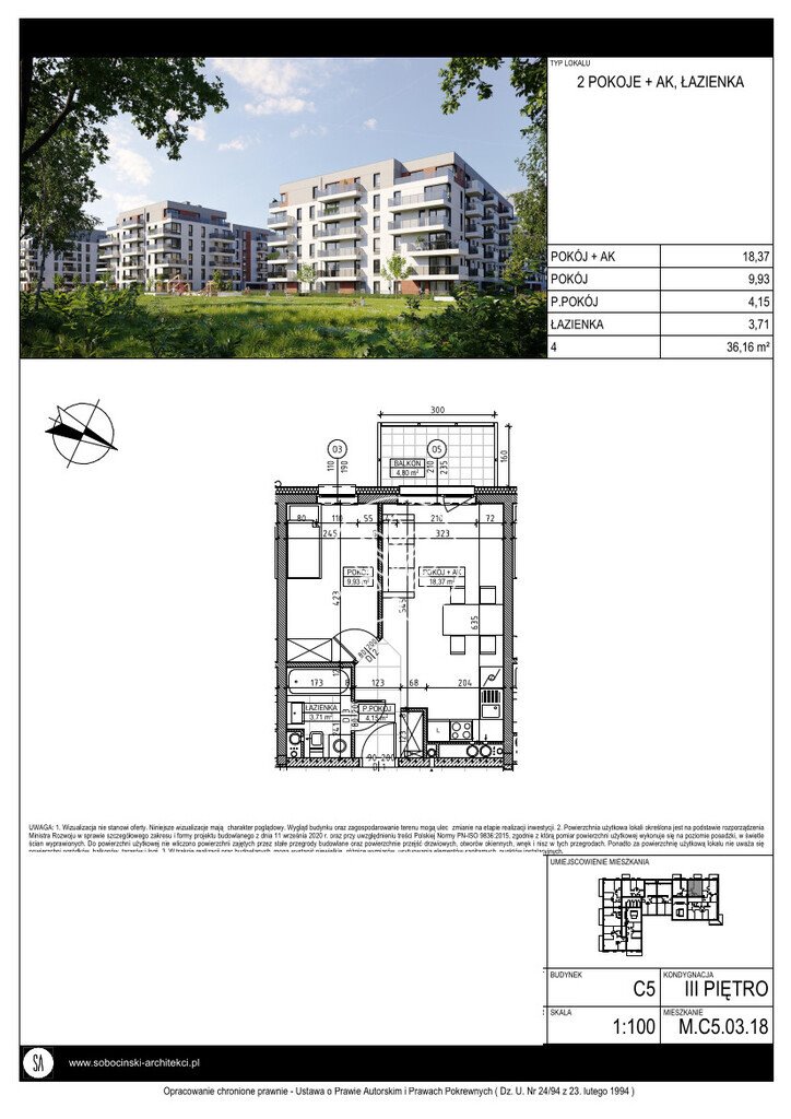 Nowoczesne 36 m² z widokiem na Wisłę w Fordonie Bydgoszcz, Fordon, Fordońska  36m2 Foto 1