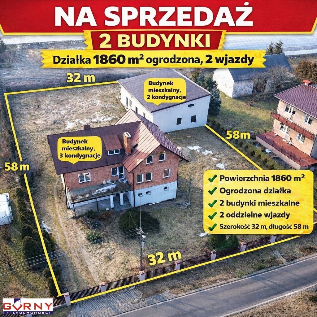 Dworek z 14 pokoi, remont, 2 budynki, 1860 m² działki polecam Woźniki  456m2 Foto 1
