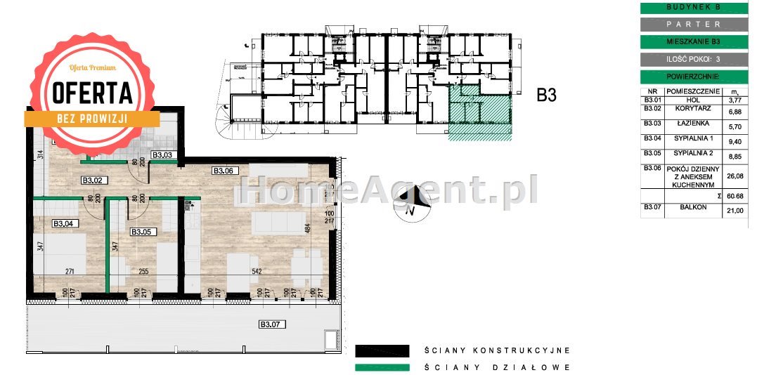 Mieszkanie trzypokojowe na sprzedaż Chorzów, Chorzów II  61m2 Foto 9