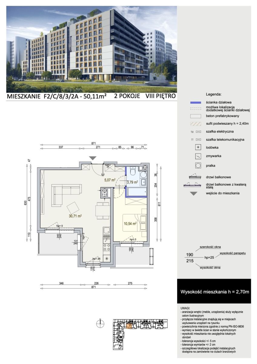 Mieszkanie dwupokojowe na sprzedaż Warszawa, Mokotów, Wołoska  50m2 Foto 3