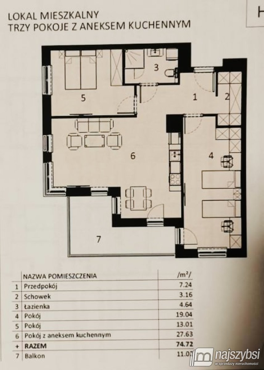 Mieszkanie trzypokojowe na sprzedaż Kołobrzeg  74m2 Foto 15