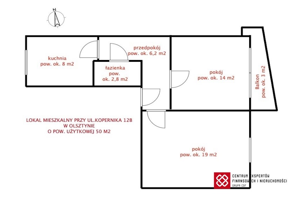 Mieszkanie dwupokojowe na sprzedaż Olsztyn, Kętrzyńskiego  50m2 Foto 8