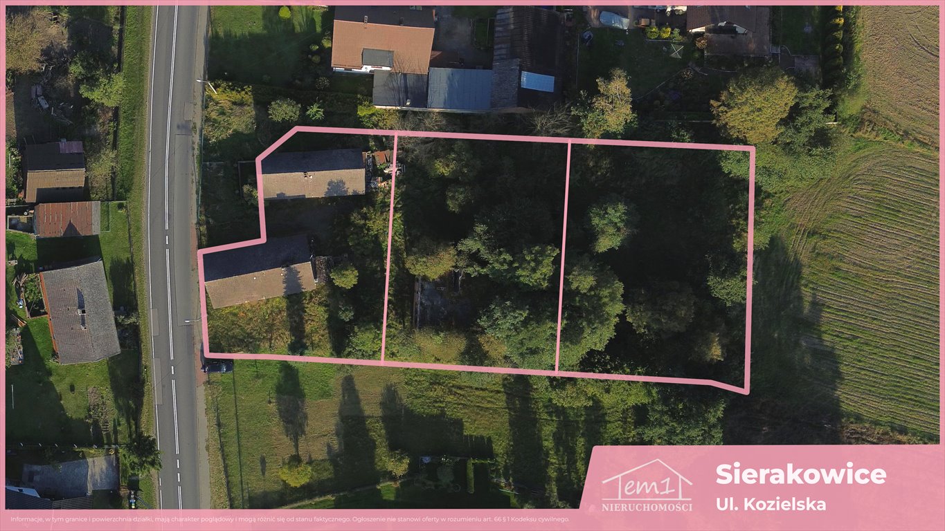 Działka budowlana 966 m² w Sierakowicach, media, udział w drodze Sierakowice, Kozielska  966m2 Foto 1
