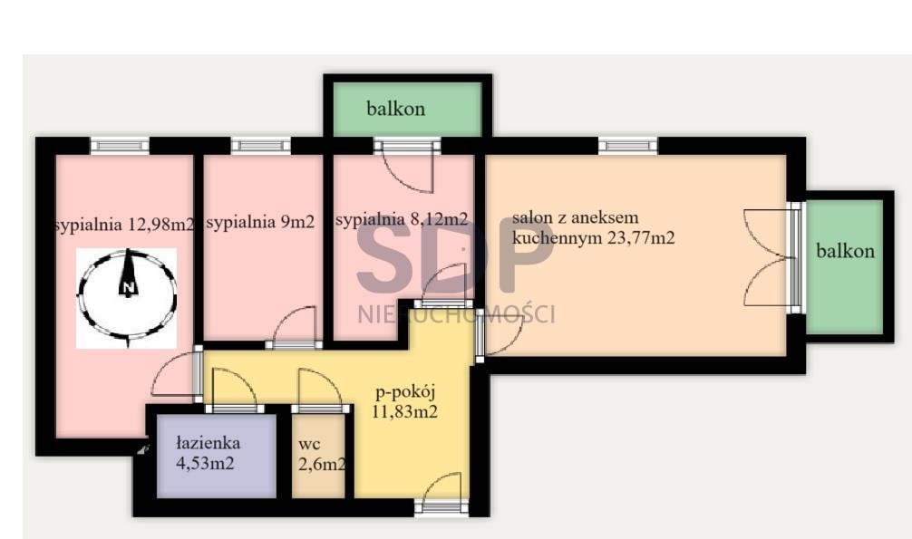 Mieszkanie czteropokojowe  na sprzedaż Wrocław, Krzyki, Jagodno, Buforowa  73m2 Foto 3