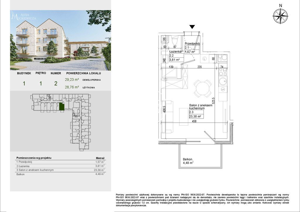 Nowoczesne 28,76 m² w Osielsku, idealne dla singla Osielsko, Aleja Adama Mickiewicza  29m2 Foto 1