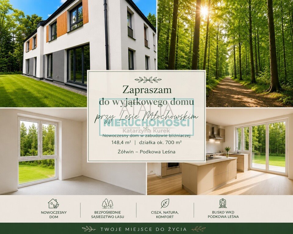 Nowoczesny dom bliźniak z garażem, 150 m², las Młochowski Żółwin  165m2 Foto 1
