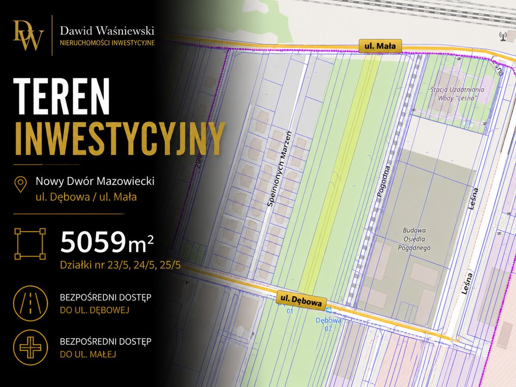 Sprzedam działkę inwestycyjną 5059 m² z możliwością zabudowy szeregowej Nowy Dwór Mazowiecki  5 059m2 Foto 1