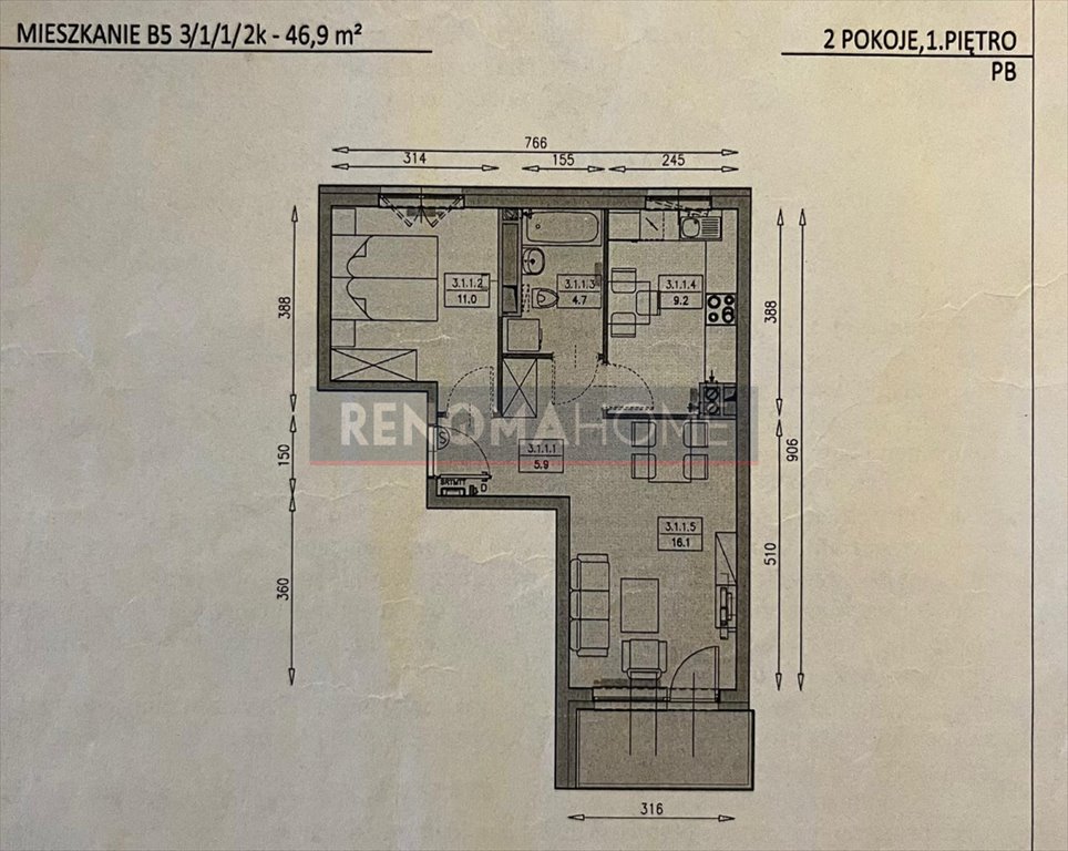 Mieszkanie dwupokojowe na sprzedaż Wrocław, Swojczyce  47m2 Foto 10