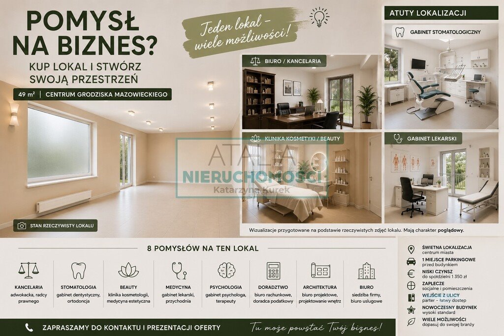 Lokal usługowy 48 m² w centrum Grodziska - dostępny od zaraz Grodzisk Mazowiecki  48m2 Foto 1