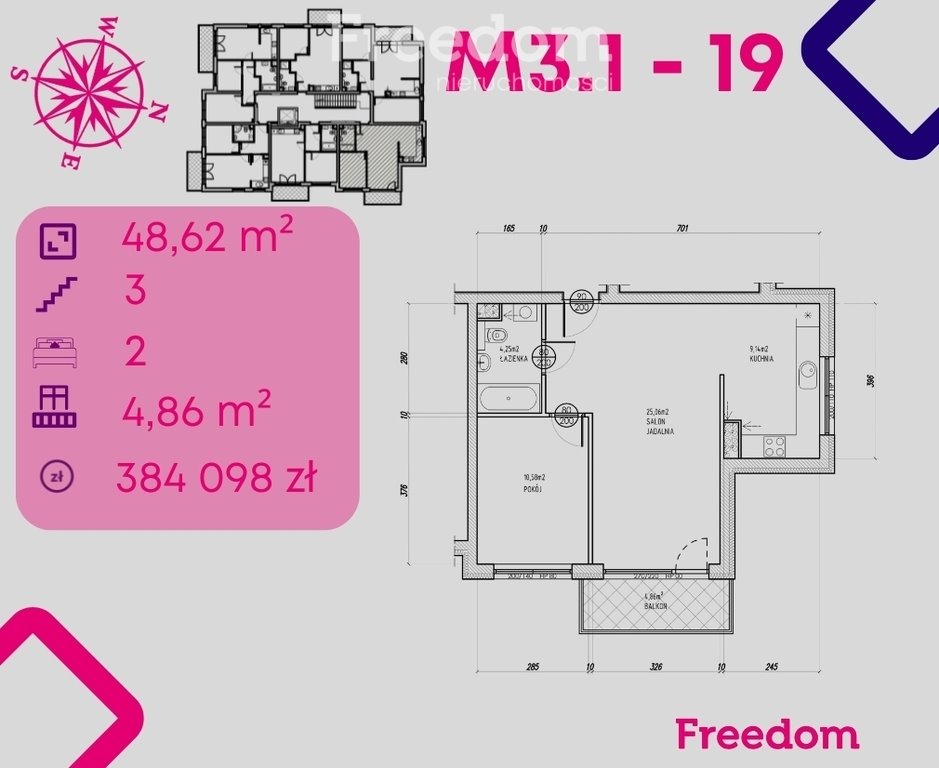 Mieszkanie dwupokojowe na sprzedaż Bonin  49m2 Foto 1