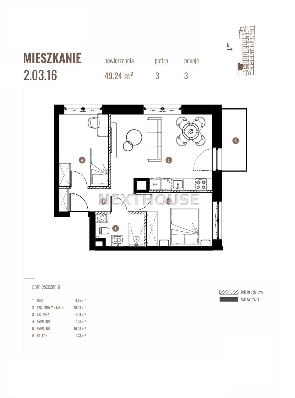 Mieszkanie trzypokojowe na sprzedaż Katowice  49m2 Foto 5