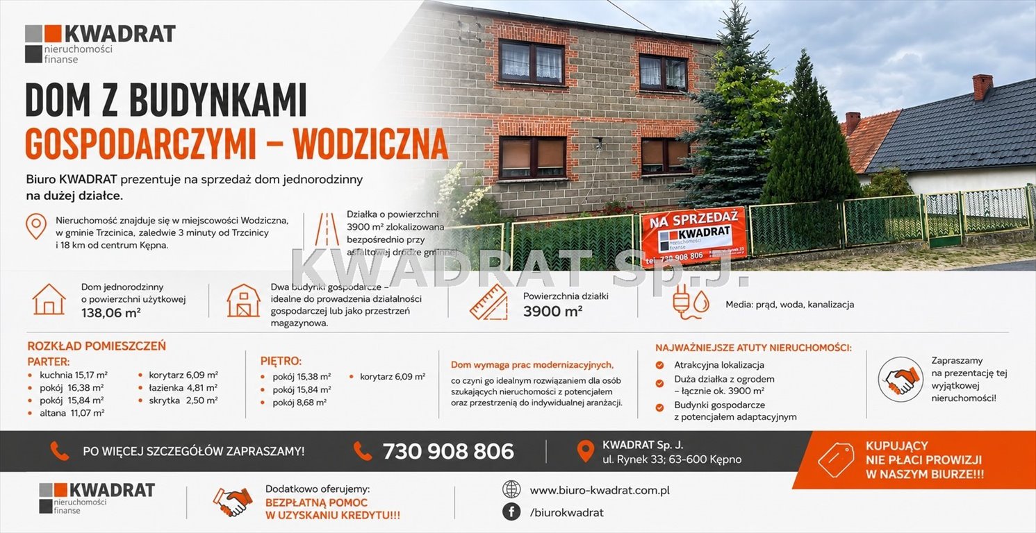 Na sprzedaż przestronny dom z dużą działką i budynkami gospodarczymi Wodziczna  138m2 Foto 1